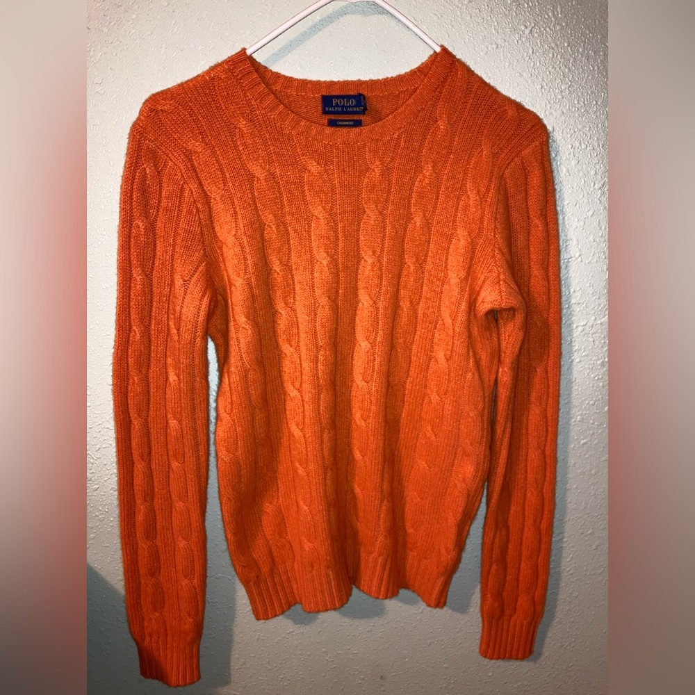 Orange Ralph Lauren Knit Cashmere Sweater
